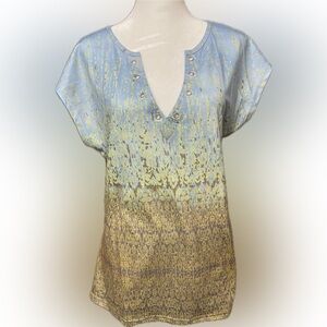 Women's Short Sleeve Top - Blue and grey